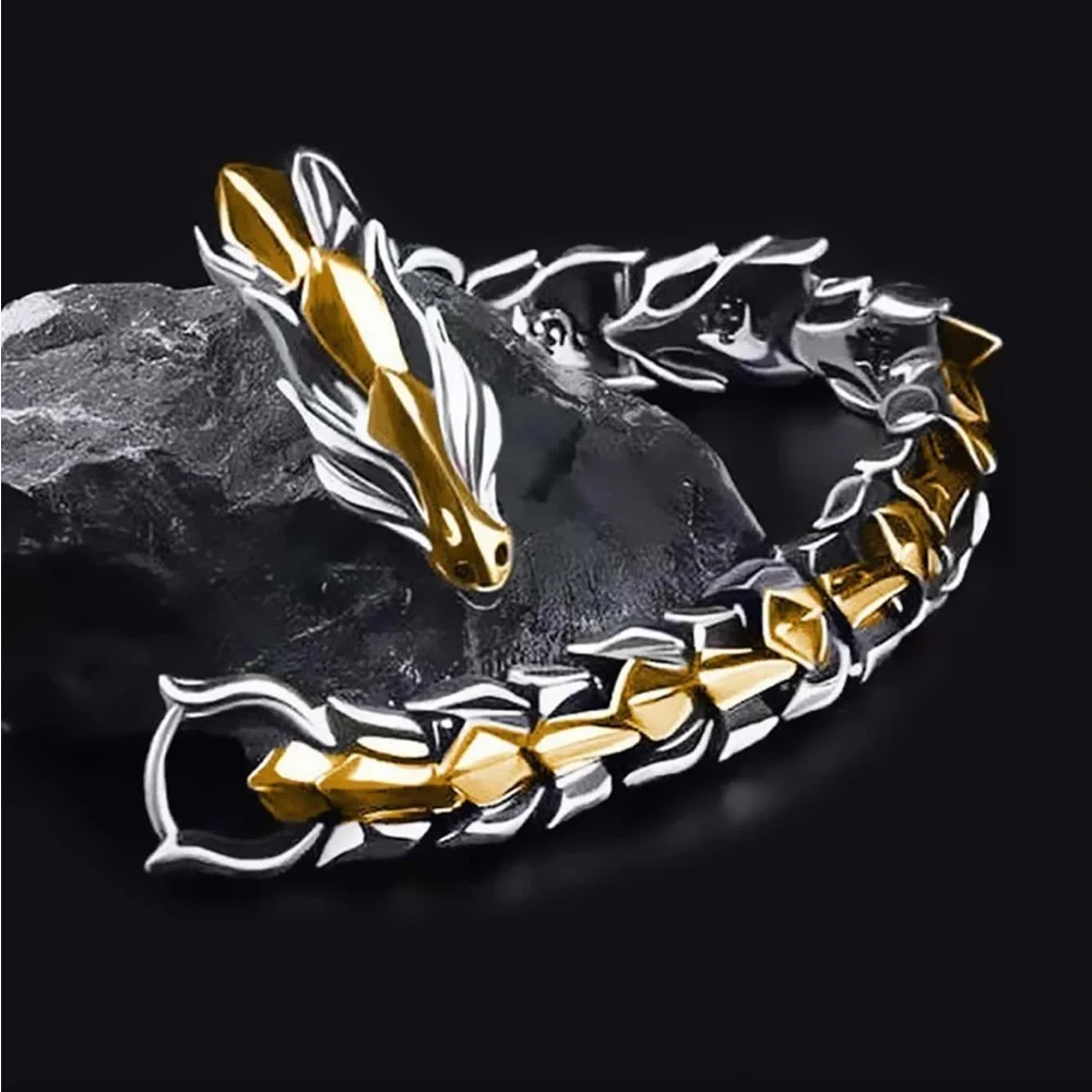 Obsidian Men Dragon Chain Bracelet